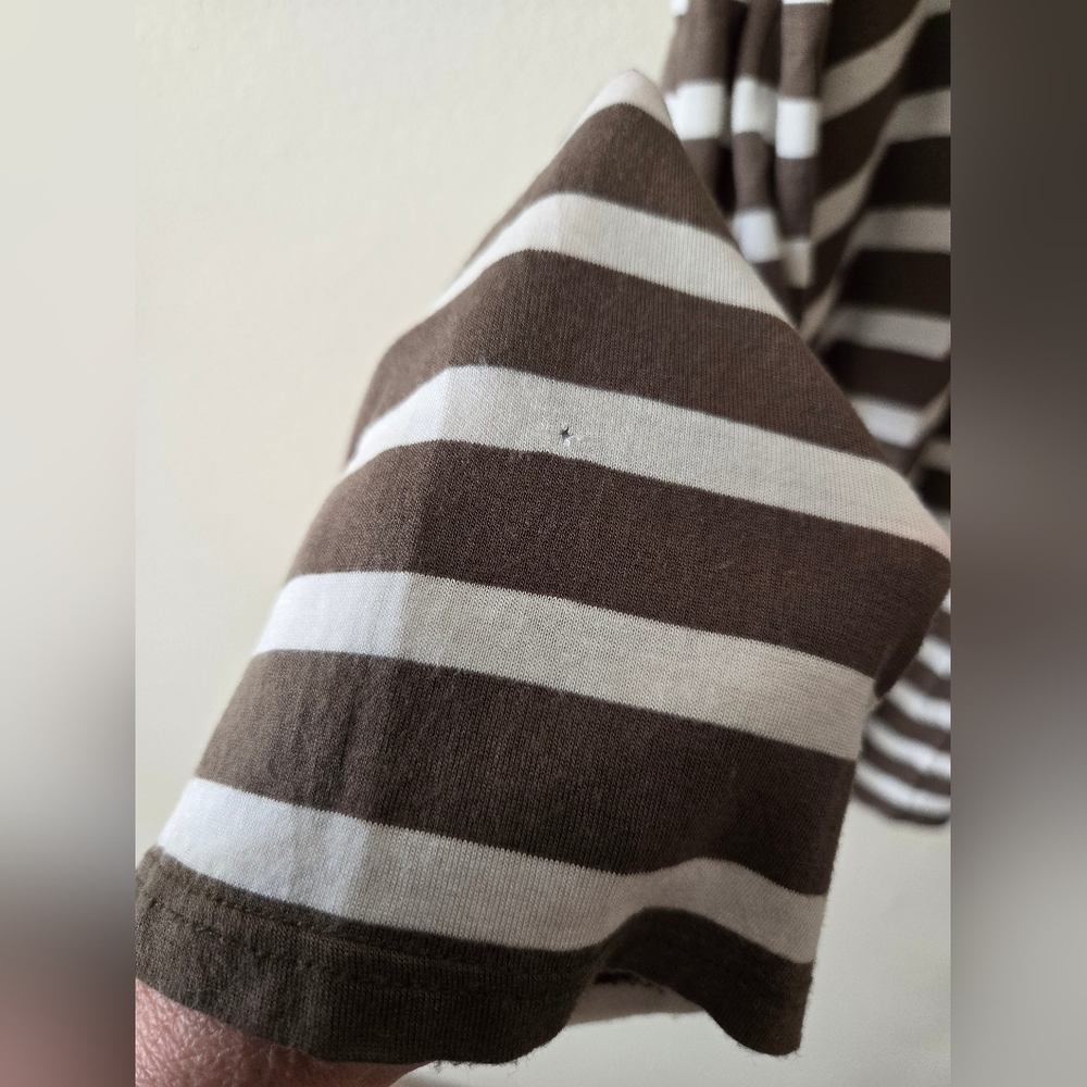 Jackson Rowe XL Khaki Green & Cream Striped Knotted Front Long Sleeve Top - Picture 7 of 9